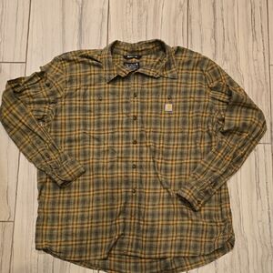 Carhartt Men's Plaid Shirt - Green and Tan
